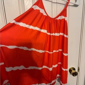 Vibrant Orange and White Striped Tank Top